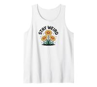 Stay Weird Motivational Sunflower Inspirational Camiseta sin Mangas