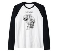 Stay Weird Owl: Divertido Diseño de Pájaro Búho con Aspecto Camiseta Manga Raglan