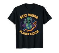 Stay Weird Planet Earth - Alien Retro Genial para los Amantes del Espacio Camiseta