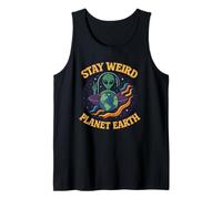 Stay Weird Planet Earth - Alien Retro Genial para los Amantes del Espacio Camiseta sin Mangas