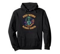 Stay Weird Planet Earth - Alien Retro Genial para los Amantes del Espacio Sudadera con Capucha