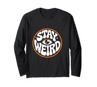 Stay Weird Retro Groovy Quote Design | Ojo psicodélico Manga Larga
