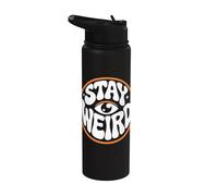 Stay Weird Retro Groovy Quote Design | Ojo psicodélico Stainless Steel Insulated Water Bottle