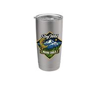 Stay Wild Moon Child Montaña Naturaleza Aventura Boho Vaso térmico de acero inoxidable de doble pared