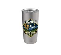 Stay Wild Moon Child Montaña Naturaleza Aventura Boho Vaso térmico de acero inoxidable de doble pared