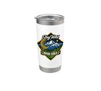 Stay Wild Moon Child Montaña Naturaleza Aventura Boho Vaso térmico de acero inoxidable de doble pared