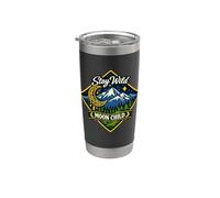 Stay Wild Moon Child Montaña Naturaleza Aventura Boho Vaso térmico de acero inoxidable de doble pared
