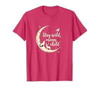 Stay Wild Moon Niño Cielo Nocturno Místico Camiseta, Hombre, Rojo Jaspeado, XXL