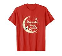 Stay Wild Moon Niño Cielo Nocturno Místico Camiseta, Hombre, Rojo, L
