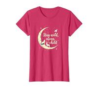 Stay Wild Moon Niño Cielo Nocturno Místico Camiseta, Mujer, Rojo Jaspeado, XXL