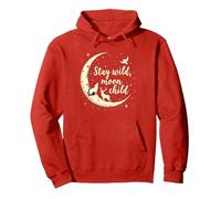 Stay Wild Moon Niño Cielo Nocturno Místico Sudadera con Capucha, Unisex para Adultos, Rojo, XL