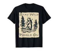 Stay Wild Paddle On Bear Paddleboard Divertido Sup Vintage Camiseta