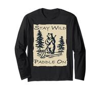Stay Wild Paddle On Bear Paddleboard Divertido Sup Vintage Manga Larga