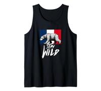 Stay Wild with Wild Bear & France Flag, French Bear Graphic Camiseta sin Mangas