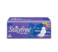 Stayfree Dry Max All Night XL (28 almohadillas) Dry Cover - Almohadillas sanitarias para mujer con alas