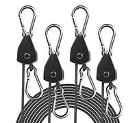 STAYGROW Paquete de 4 Perchas de Cuerda Ajustables de 1/8 Pulgadas, Correa de Amarre de trinquete Resistente con Engranaje de Metal Reforzado, Sistema de polea de trinquete, Correas de Kayak para
