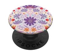 Stays Wild, Flower Child in Full Blooms Graphic Illustration PopSockets PopGrip Adhesivo