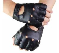 StaZamor 1 par de Guantes de Cuero Transpirable con Medio Dedo para Hombres, manopla de Moda de 4 x 3 Pulgadas con Cinta de sujeción para Cosplay, Ciclismo, Deportes al Aire Libre, pequeño