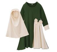 StaZamor Vestido de oración Conjunto de Abayas para niñas con Hijab Maxi Vestido islámico de Manga Larga para niños, Ropa de oración Musulmana Modesta para el Culto Diario de Eid Ramadán, S