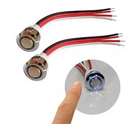 STBTECH Interruptor regulador táctil de 12V LED, 5-24V CC Interruptor de atenuación continua para lámpara de escritorio con tiras LED,para orificio de montaje de 17 mm (Alambre silicona, 2 unidades)