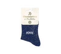 STC, Calcetines con lentejuelas cortas - Pepita (tamaño único 36-42), azul, Talla única