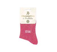 STC Calcetines cortos de lentejuelas Cabecera – Rosa Talla única (36-42)