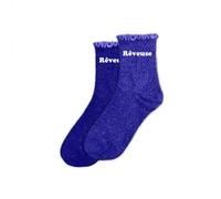 STC, Calcetines festón cortos lentejuelas REVEUSE (tamaño único 36-42), azul, Talla única