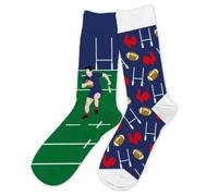 STC - Par de calcetines de algodón pasión rugby para hombre, multicolor One Size (39-45) 2 Count