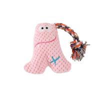 STCCNB Juguete masticable de pana para perros, juguete chirriante duradero para cachorros, alivio del aburrimiento, juguete de dentición molar para perros pequeños y medianos, monstruo marino rosa