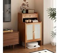 STCERY Armario De Almacenamiento Oculto para Robot Aspirador con Puertas, Soporte para Robot Aspirador para Cambio De Agua, Mesa Auxiliar Moderna, para Hogar Y Oficina(Brown)