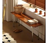 STCERY Banco De Entrada con Panel De Madera Maciza, Taburete para Cambiar Zapatos, Banco Al Final De La Cama, con Patas De Metal, para Diversos Escenarios(Cherry,130cm/51.2in)