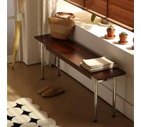 STCERY Banco De Entrada con Panel De Madera Maciza, Taburete para Cambiar Zapatos, Banco Al Final De La Cama, con Patas De Metal, para Diversos Escenarios(Walnut,110cm/43.3in)