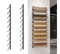 STCERY Estante De Exhibición De Azulejos Montado En La Pared, Expositor De Baldosas De Porcelana, Soporte De Azulejos For Sala De Exposición, Almacenamiento De Muestras(Black,20.5cm/8.1in)