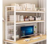 STCERY Estante Organizador De Escritorio, Librería De Sobremesa, Estante De Exhibición Independiente, Diseño con Estructura De Madera Y Acero, Muebles Y Decoración(White,60cm/23.6in)