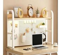 STCERY Estantería De Escritorio con Panel Perforado, Organizador De Almacenamiento Y Expositor De Sobremesa, para Dormitorios, Oficinas Y El Hogar(Wood,140 * 66cm/55.1 * 26in)