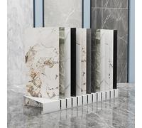 STCERY Expositor De Baldosas Cerámicas, Metal Estante De Almacenamiento De Muestras De Azulejos con 13 Ranuras para Exhibición De Placas, Ferias Comerciales(White,20cm/7.9in)