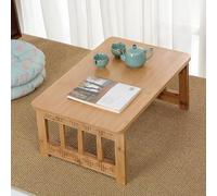 STCERY Mesa De Suelo Japonesa Plegable, Mesa De Centro Tatami Baja Portátil De Bambú para Sentarse En El Suelo, Sin Montaje, para Diversos Escenarios(Wood,80 * 48 * 31cm/31.5 * 18.9 * 12.2in)