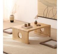 STCERY Mesa De Té Tatami De Madera Maciza, Mesa De Suelo Japonesa, Patas En Forma De L, Soporte De Carga Estable, Sin Ensamblaje para Sala De Estar, Balcón(Beige,80 * 50 * 30cm/31.5 * 19.7 * 11.8in)