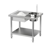 STCERY Mesa para Empanizar, Mesa De Empanado Estación De Preparación De Pollo Frito, Encimera De Acero Inoxidable para Rebozar Pollo Frito, para Cocina Restaurante Negocio