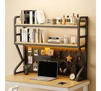 STCERY Organizador De Escritorio con Estantes, Soporte Escalonado para Monitor con Panel Perforado, Estructura Estable, Ahorro De Espacio Y Organización Sencilla(Black,50 * 93cm/19.7 * 36.6in)