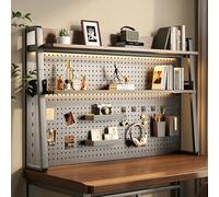 STCERY Organizador De Escritorio, Mueble Auxiliar De Sobremesa, Estantería De 2 Niveles con Altura Ajustable, Estructura Trapezoidal, Diseño Que Ahorra Espacio(Brown,80 * 93cm/31.5 * 36.6in)