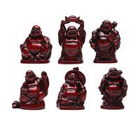 STCREE Estatuas de resina Fesng Shui de Buda riendo Rojo de la suerte feliz Maitreya estatua de 5,5 cm de alto, decoración de maceta de escritorio, regalo coleccionable, 6 piezas TQGJST4