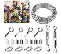 STCRERAG 19 PCS Kit de Cuerda de Acero Inoxidable Tensor de Alambre Cable de Nylon 304 M5 Tensor Gancho Tendedero Hook & Ojo Juego de Suspensión de Cable para Carpas, Luces, Tendederos