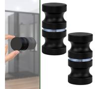 STCRERAG 2PCS Pomos de Puerta de Ducha, Perilla para Puerta con Doble Botón, Manija de Puerta de Vidrio de Aleación de Aluminio, Redonda Manija de Repuesto de Puertas de Cristal/Ducha/Oficina(Negro)