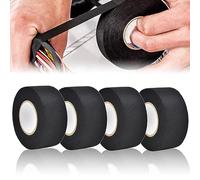 STCRERAG 4 rollos de cinta adhesiva de tela para coche, franela, resistente al calor, suave, resistente a la fricción, cinta adhesiva de algodón, cinta adhesiva duradera, cinta de tela negra para
