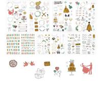 STCRERAG 5 Hojas de Pegatinas Boda (321PCS), Pegatinas Personalizadas Boda de PET, Adhesivos para Bodas, Pegatinas Album Fotos, Pegatinas Decorativas para Decorar Libro de visitas Álbum de Fotos