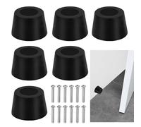 STCRERAG 6 PCS Topes para Puerta, Topes de Goma para Puertas Redondos con 6 Tornillos, Tope Puerta Suelo Atornillable con Tacos, Protector de Pared Redondo para Protección de Muebles y Pared (Negro)