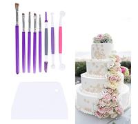 STCRERAG 8PCS Pinceles de Repostería, Herramientas para Decoración de Tartas con 1 Raspador de Pasteles, Pinceles de Pintura para Pasteles, Herramientas de Modelado para Tartas Galletas Tortitas