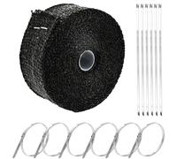 STCRERAG Cinta para Escape, Cinta Tubo de Escape 10M*50MM de Fibra de Vidrio, Cinta Termica Escape con 12 Bridas Inoxidable para Tubo Escape Moto, Cinta Anticalorica para Tubos de Escape Motocicleta