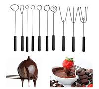 STCRERAG Juego de 10 tenedores de acero inoxidable con mango largo para salsas de chocolate, para queso, fondue, pinchos para macetas, utensilios de cocina, vajilla para chocolates hechos a mano